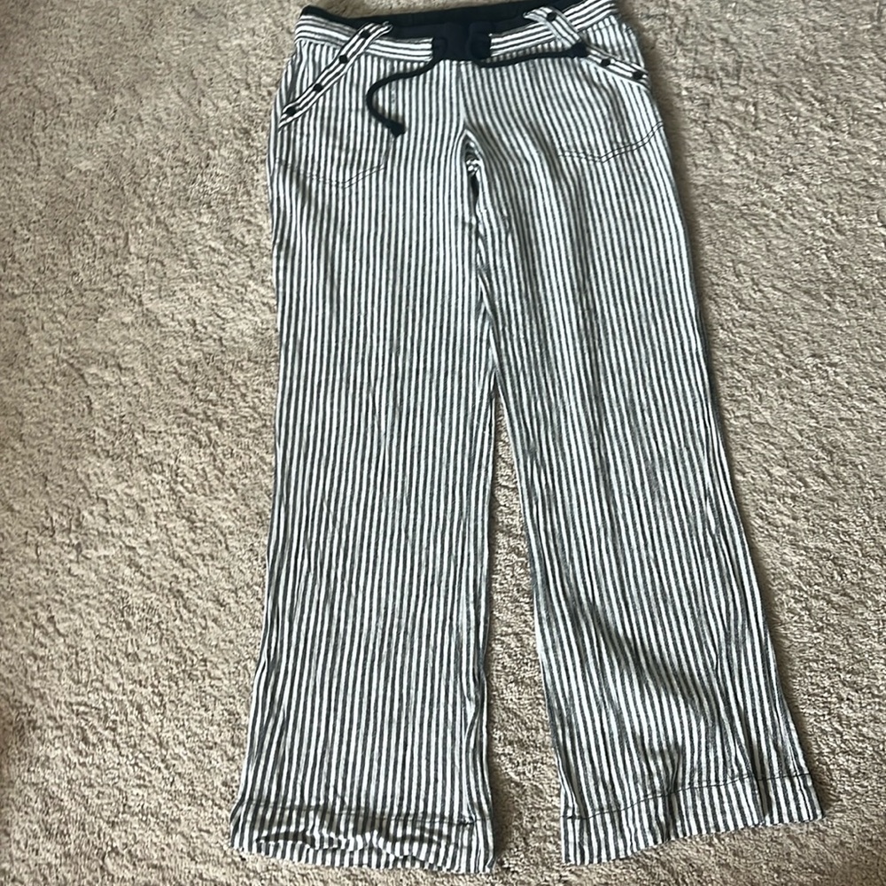 Striped wide leg linen pants